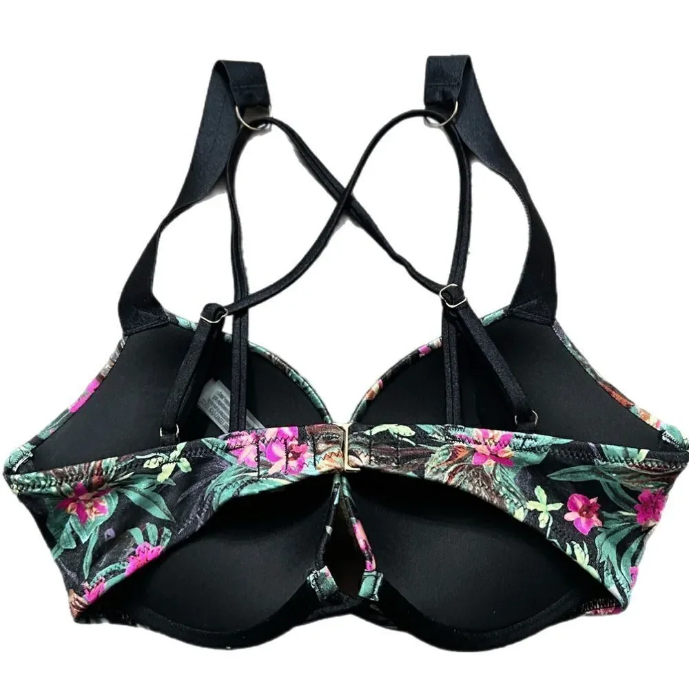 Victorias Secret Swim Bombshell Shine Strap Add-2-Cups Push Up Bikini Top 32D